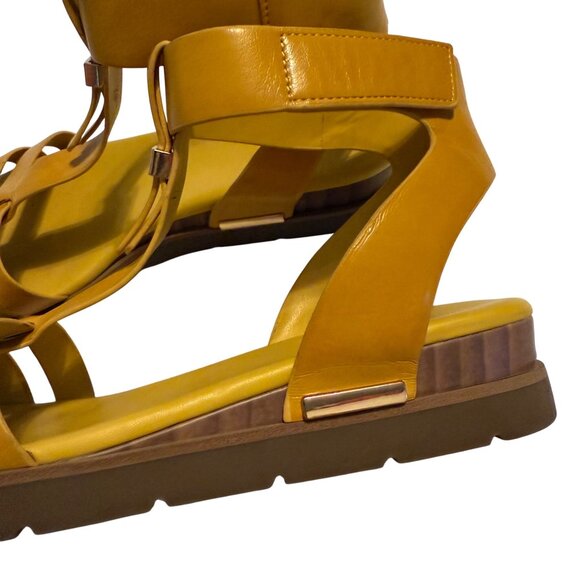 8.5 Womens Franco Sarto Dosha Mustard Gold Yellow Gladiator Sandals Shoes - Picture 7 of 10
